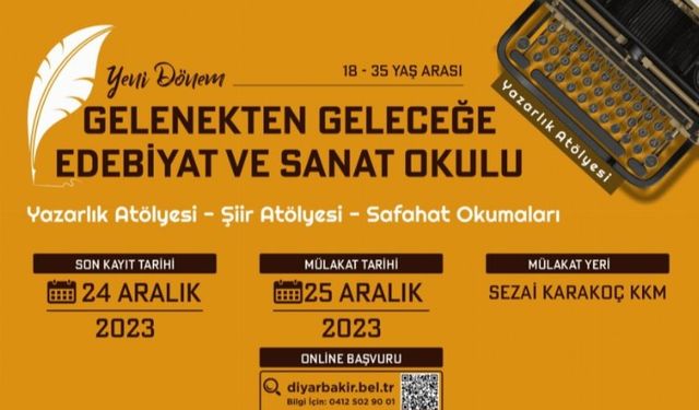 Diyarbakır'da  'Yazarlık Atölyesi' başvuruları başladı