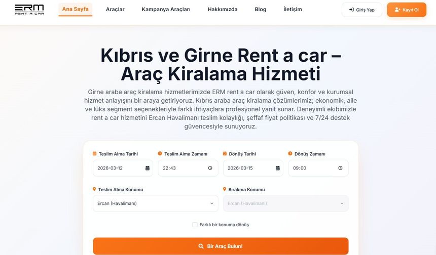 ERM Rent A Car ile Kıbrıs’ta Güvenilir Araç Kiralama